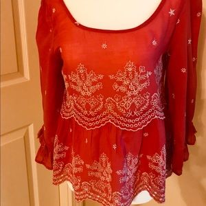 AEO Adorable Burnt Orange Eyelet Top!  Sz XS